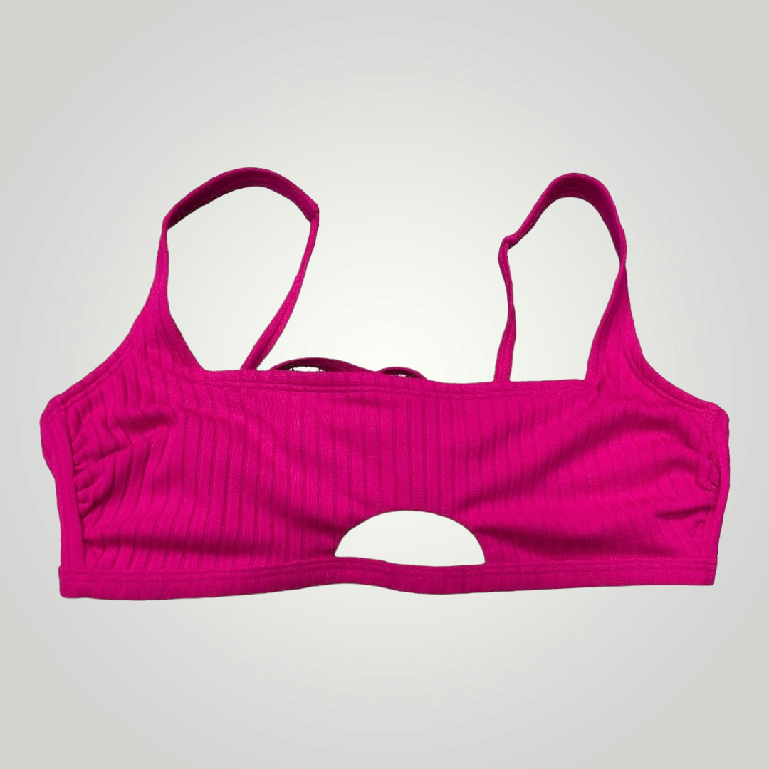 Xhilaration Pink Ribbed Bralette Bikini Top, Size Medium