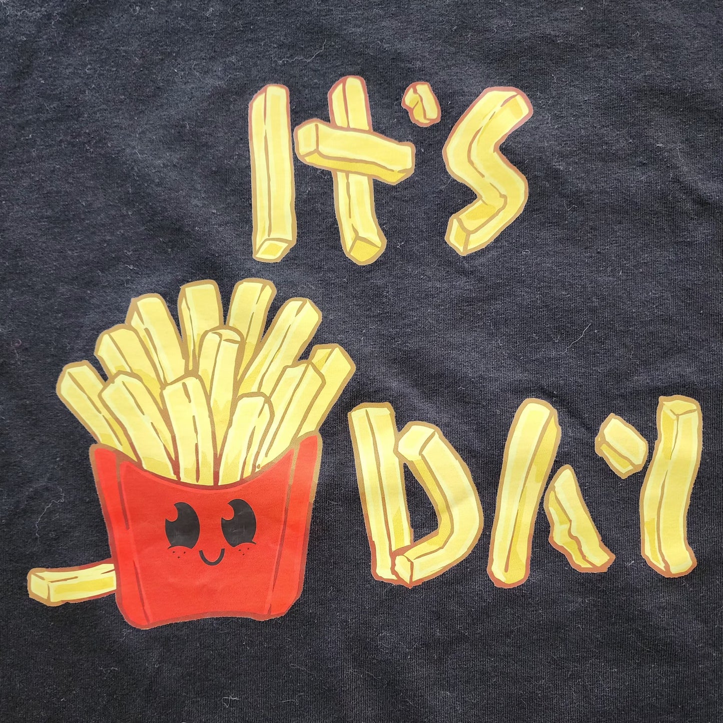 Adult Fry Day Black T-Shirt, Size Large