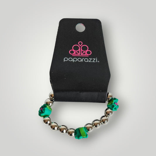 Paparazzi Girls Green Flower Fashion Bracelet