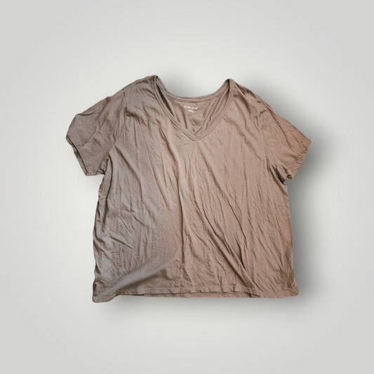 Ava & Viv Brown V-Neck T-Shirt, Size 3X