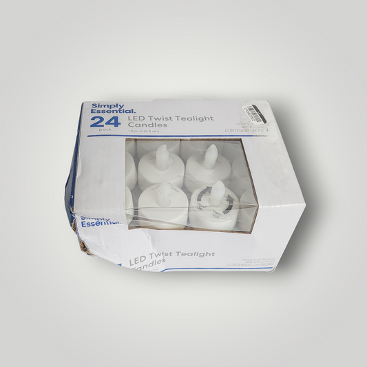 Simply Essential Plastic LED Tea Lights White, 24-Pack