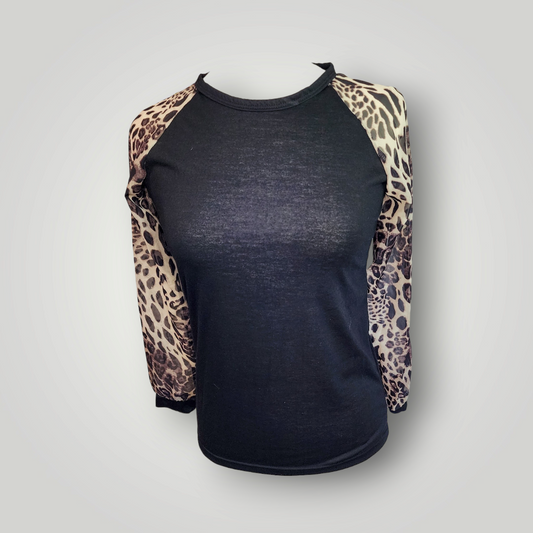 Sammie Jo Black Leopard Chiffon Shirt