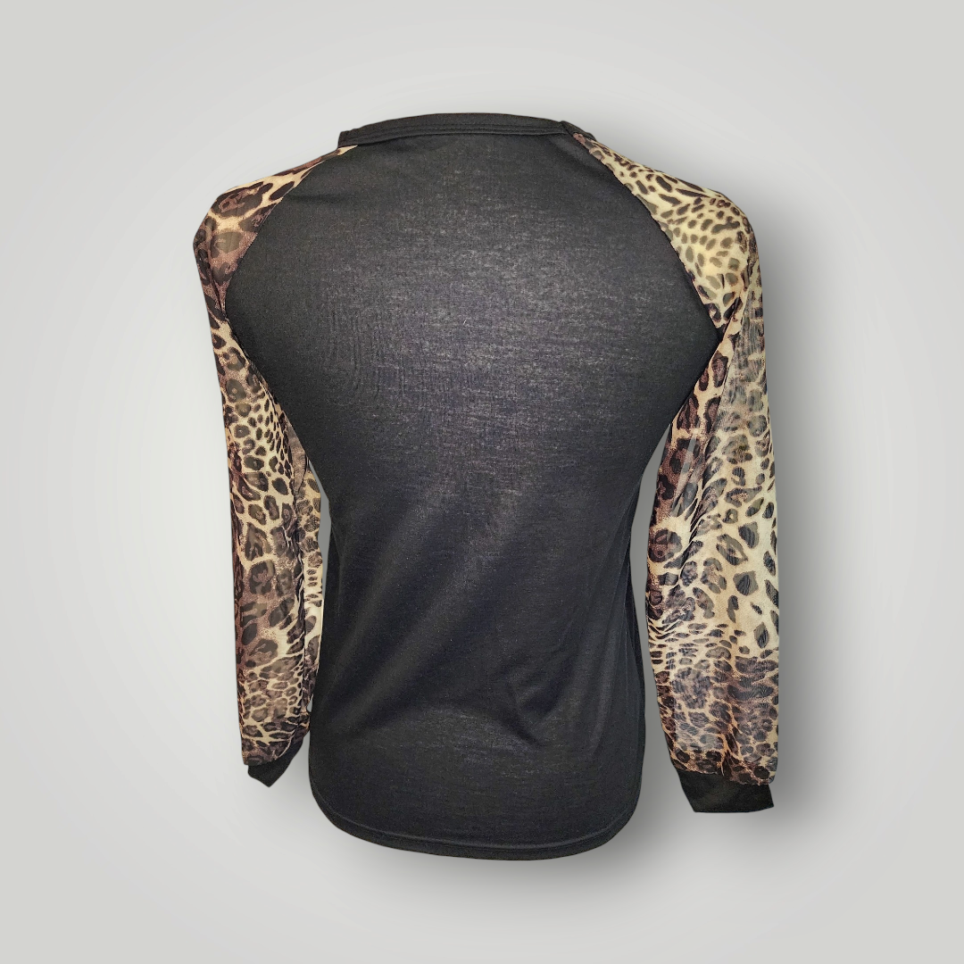 Sammie Jo Black Leopard Chiffon Shirt