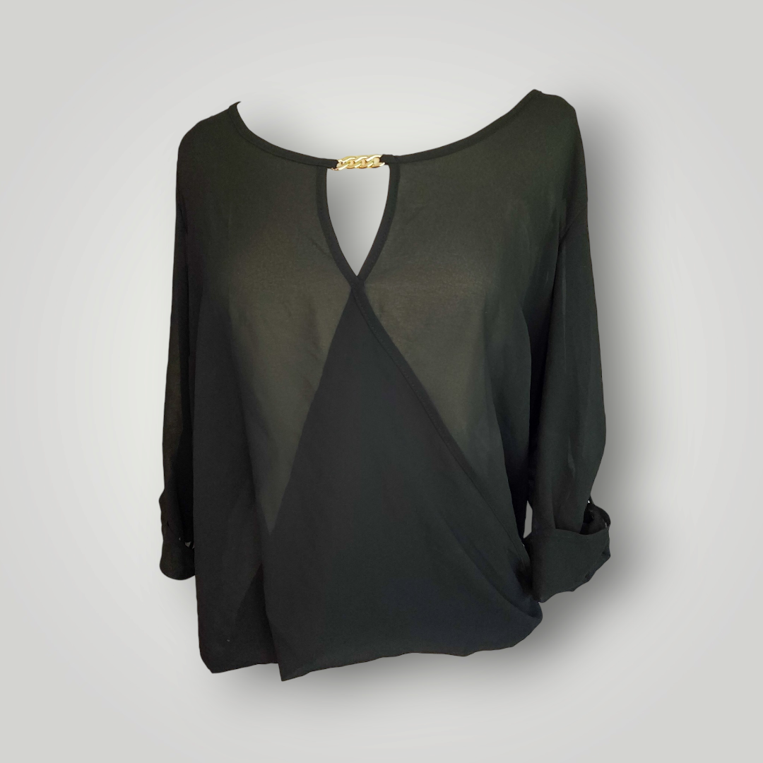 DNA Couture Black Sheer Blouse