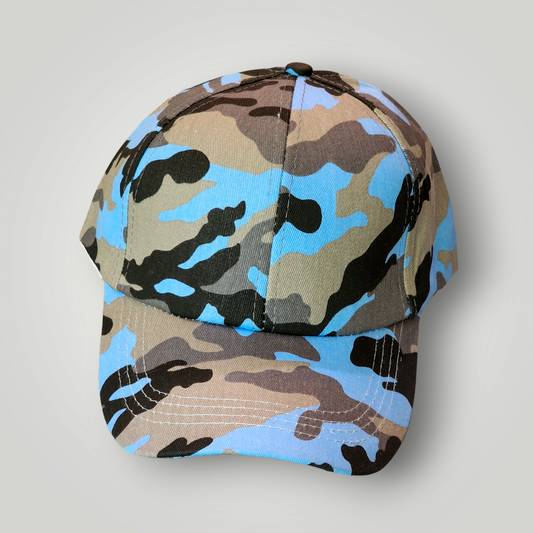 Sammie Jo Blue Camouflage Ponytail Baseball Cap Front