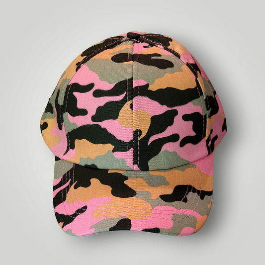 Sammie Jo Pink Camouflage Ponytail Baseball Cap Front