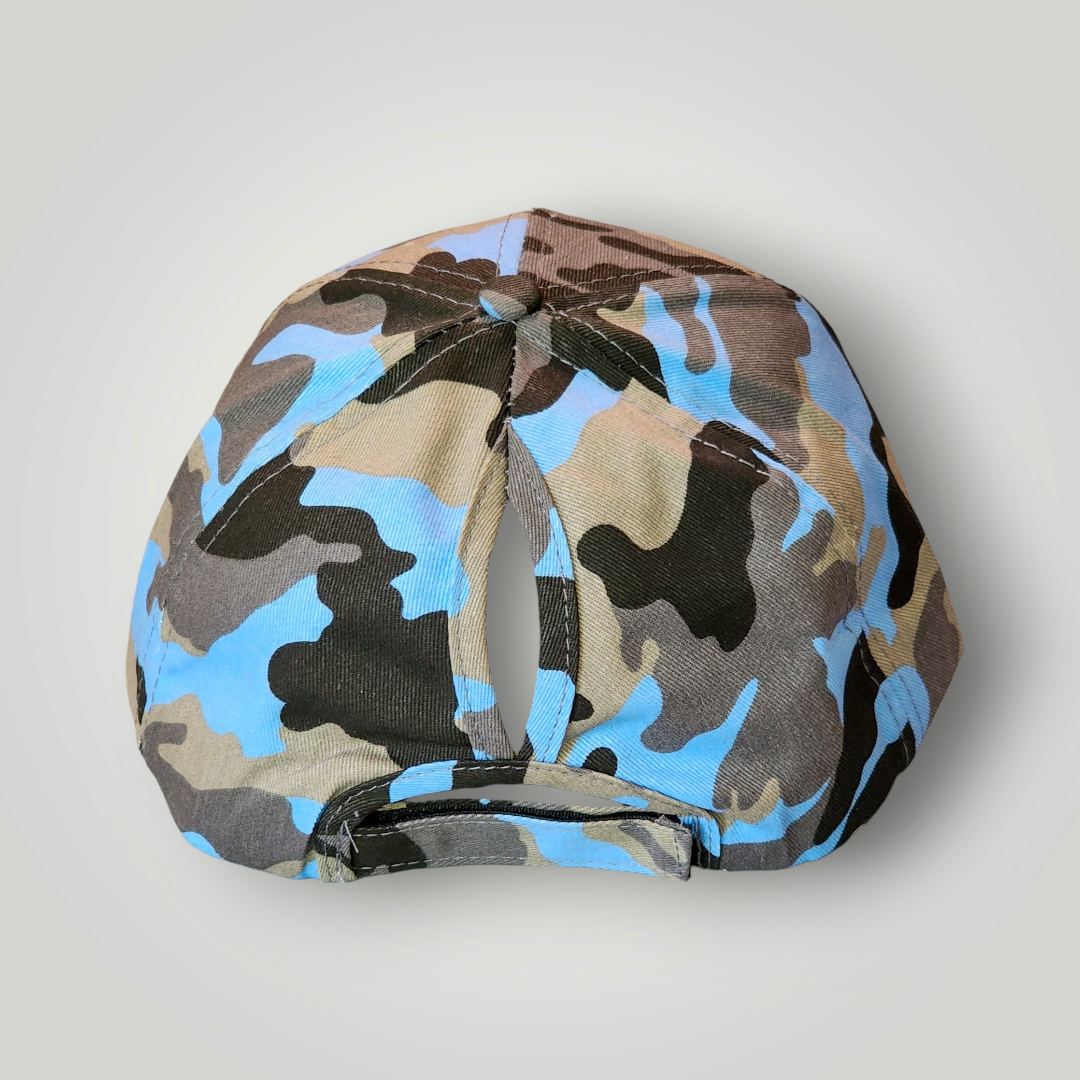 Sammie Jo Blue Camouflage Ponytail Baseball Cap Back