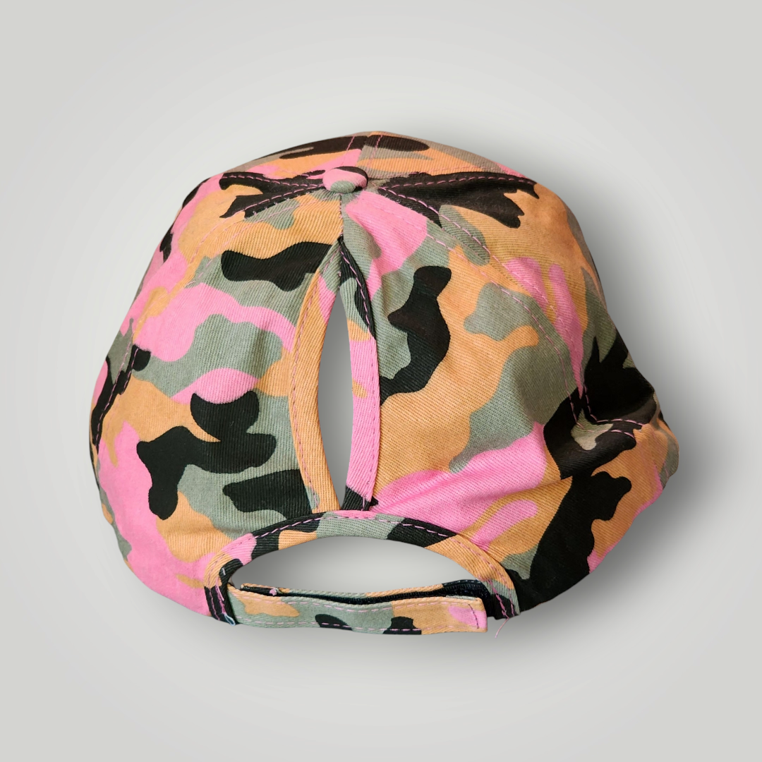 Sammie Jo Pink Camouflage Ponytail Baseball Cap Back