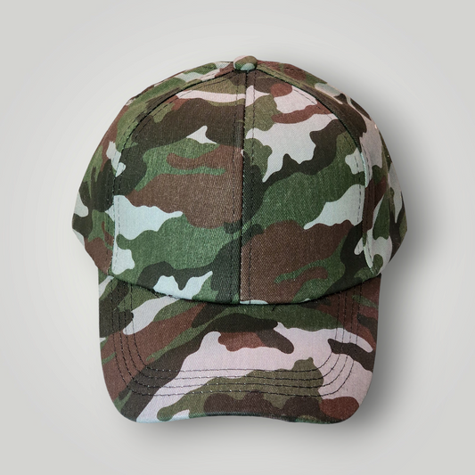 Sammie Jo Green Camouflage Ponytail Baseball Cap Front