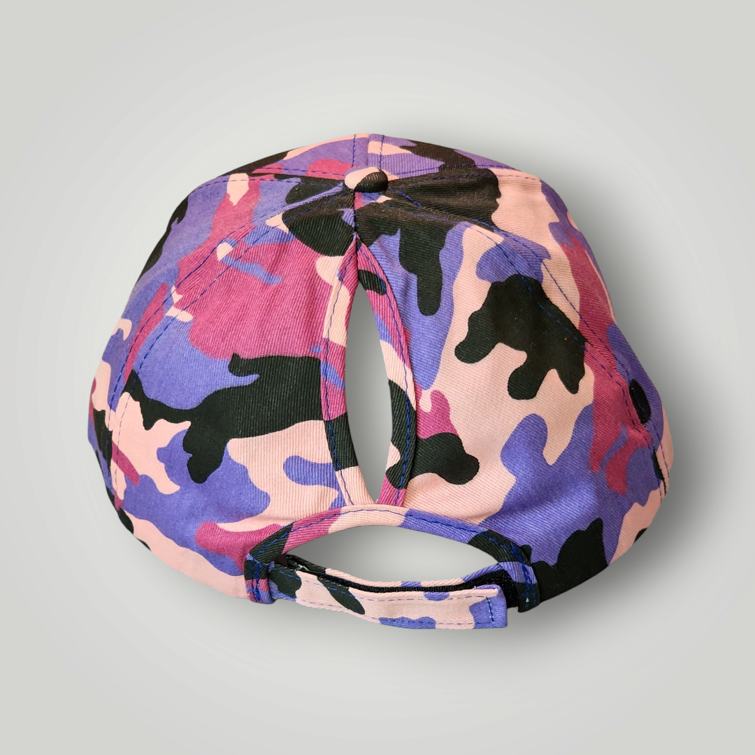 Sammie Jo Purple Camouflage Ponytail Baseball Cap Back 