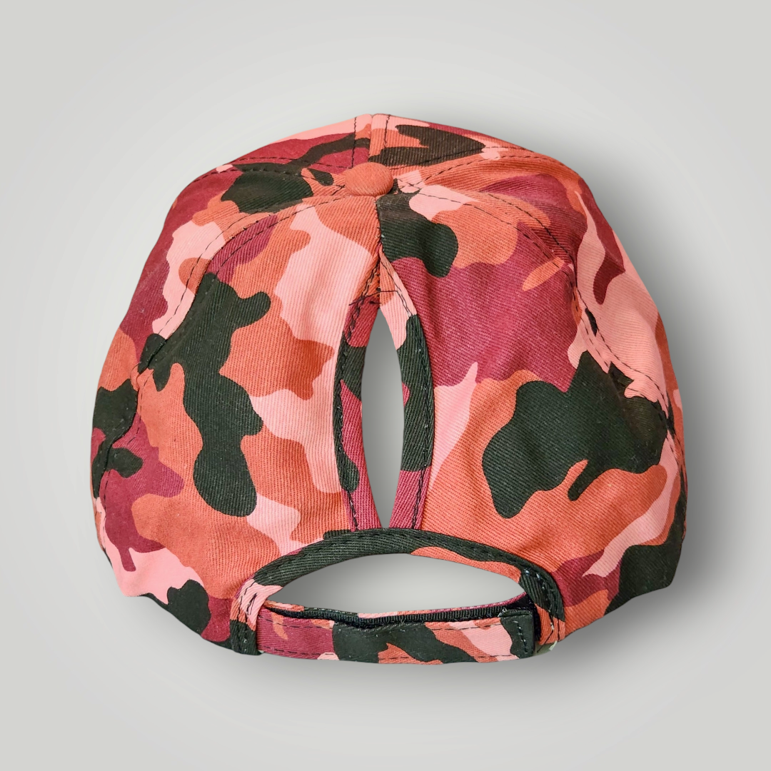 Sammie Jo Red Camouflage Ponytail Baseball Cap Back