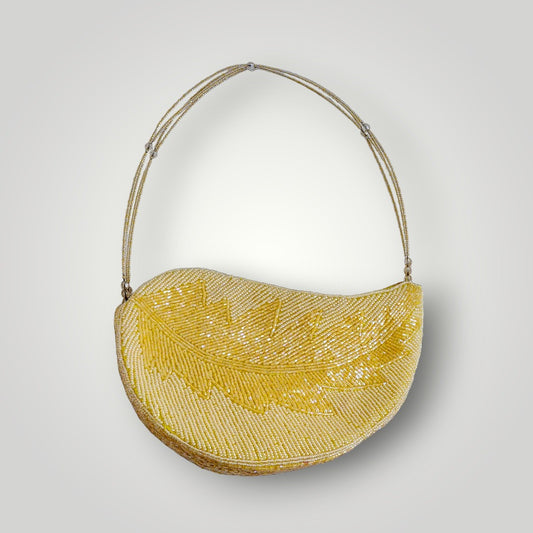 Sammie Jo Yellow Feather Beaded Handbag