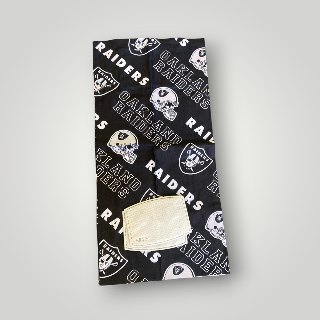 Granny's Goods Oakland Raiders Black Neck Gaiter with Filters