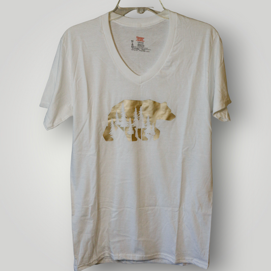 Sammie Jo Gold Bear Vinyl Print T-Shirt, Size Small