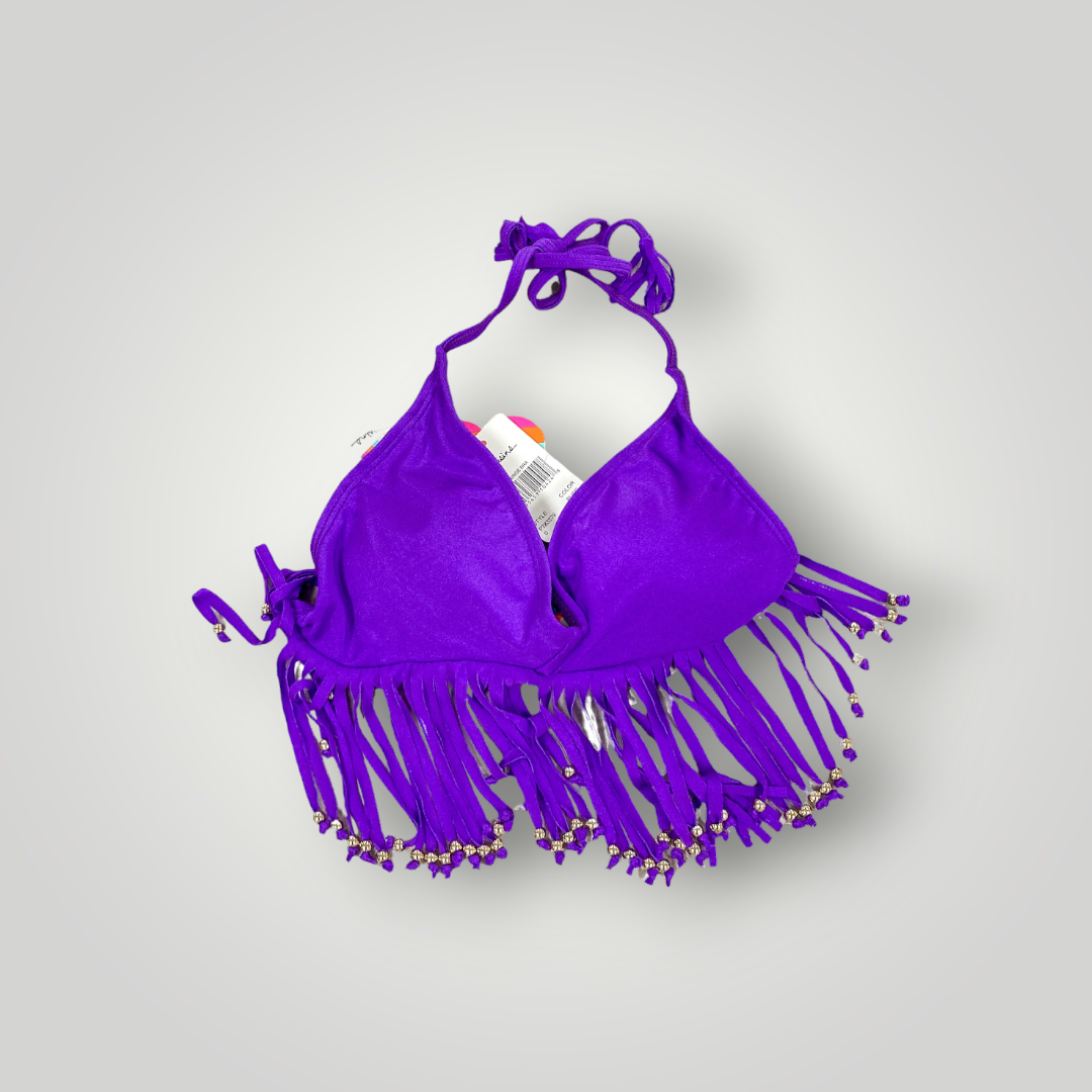 Raisins Juniors Fringe Bikini Top, Size Small, Purple