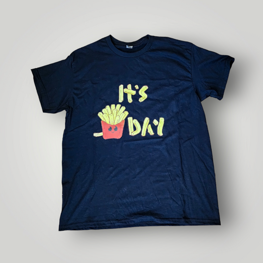 Adult Fry Day Black T-Shirt, Size Large