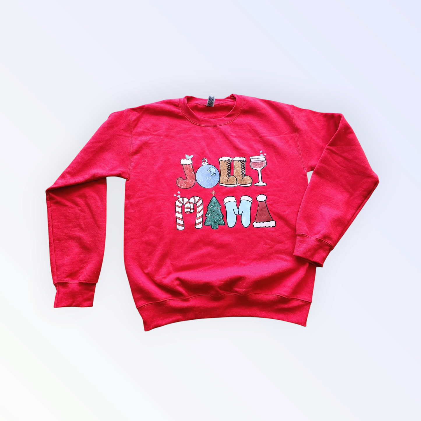 Jolly Mama Red Fleece Sweatshirt, Size Small