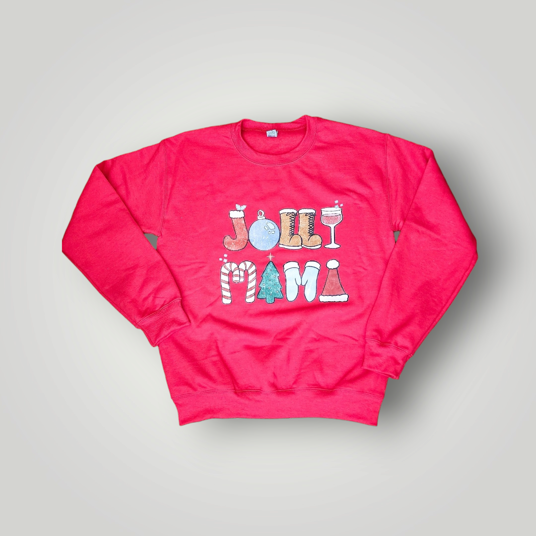 Jolly Mama Red Fleece Sweatshirt, Size Small