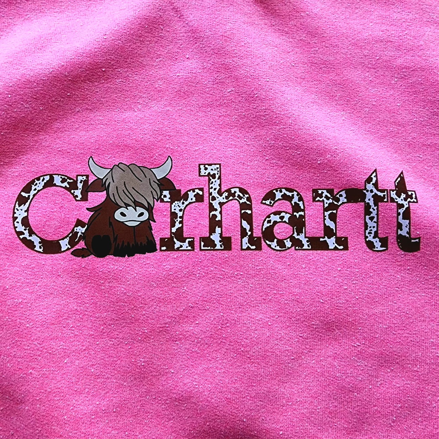 Carhartt Highland Cow Cowprint Youth Fleece Sweatshirt – Pink, Youth Large | Boutique Adventures