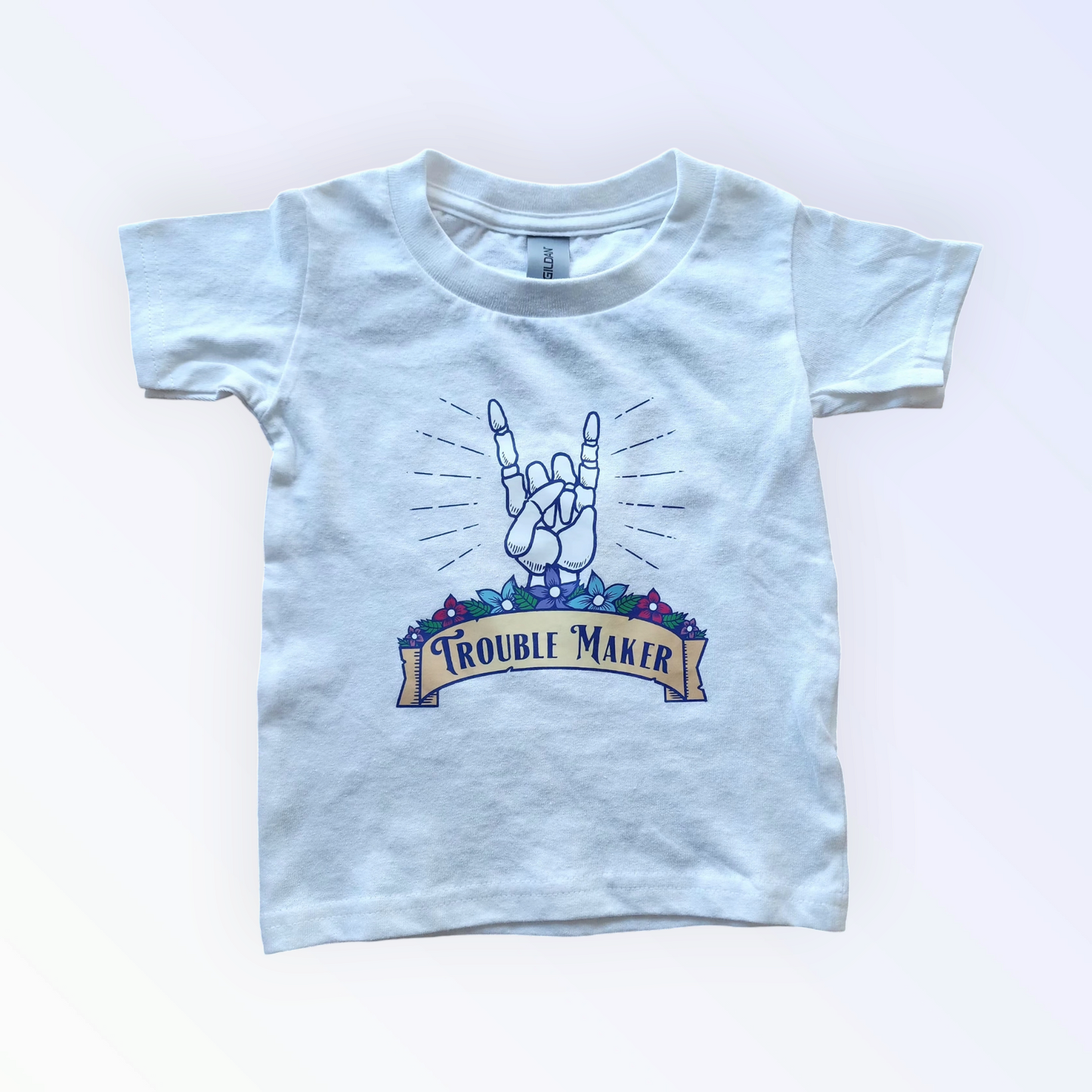 Toddler Trouble Maker White T-Shirt, Size 2T