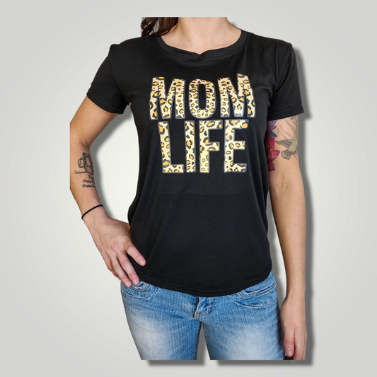 Sammie Jo Leopard Print 'Mom Life' Vinyl Print T-Shirt