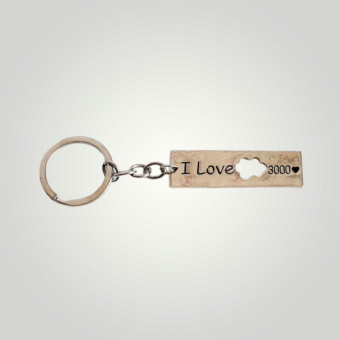 I Love You 3000 Silver Keychain Necklace Set