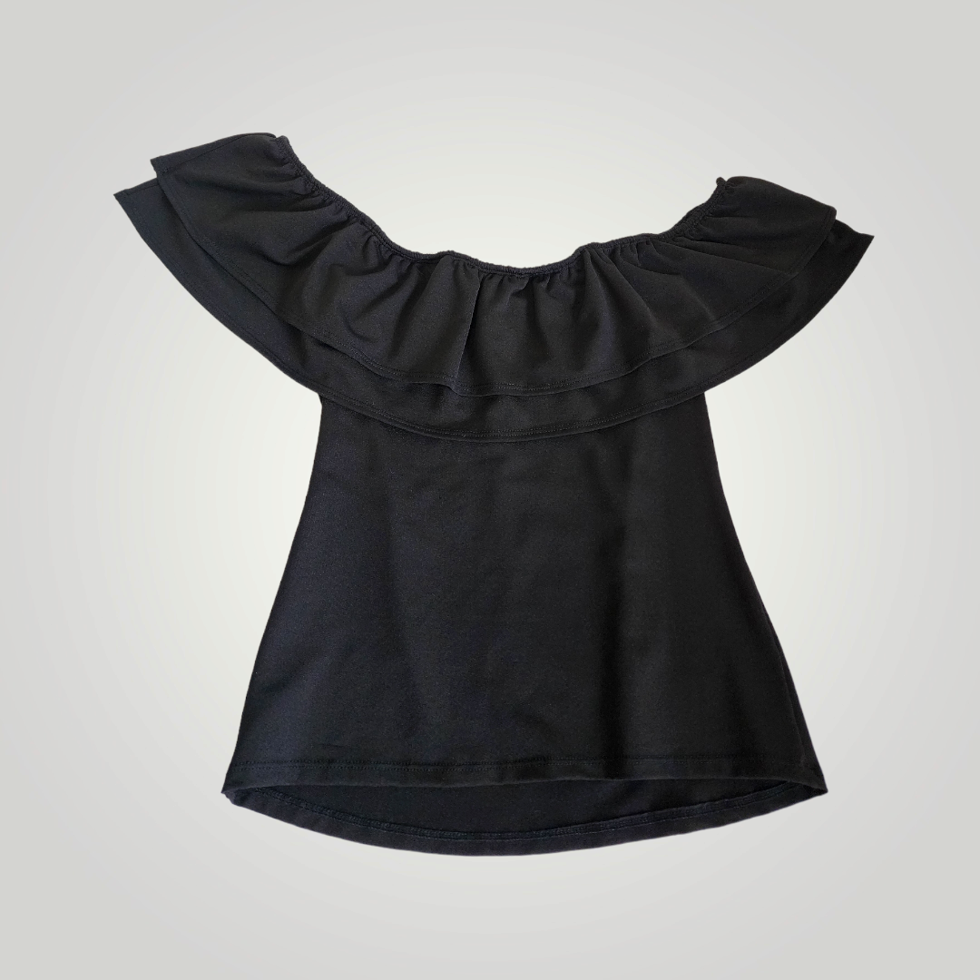 ShopWTD Women's Black Ruffle Top