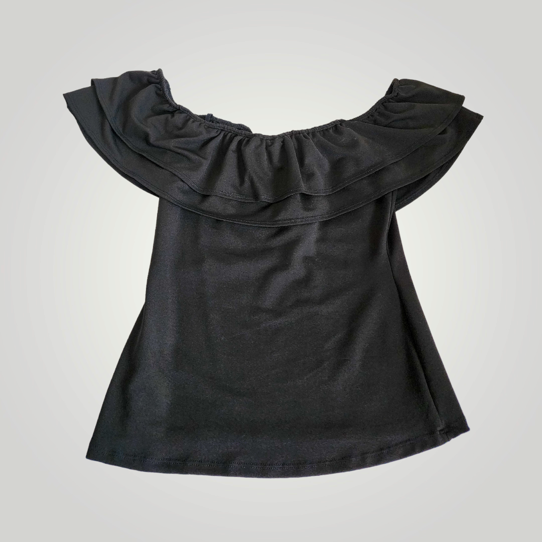 ShopWTD Women's Black Ruffle Top