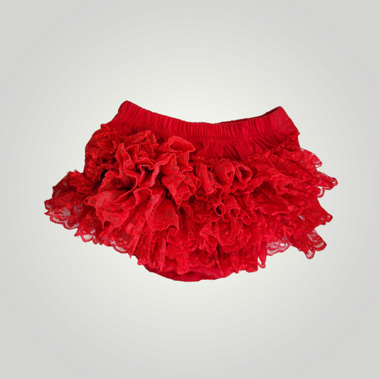 Granny's Goods Red Ruffle Lace Baby Bloomers, Size 2T