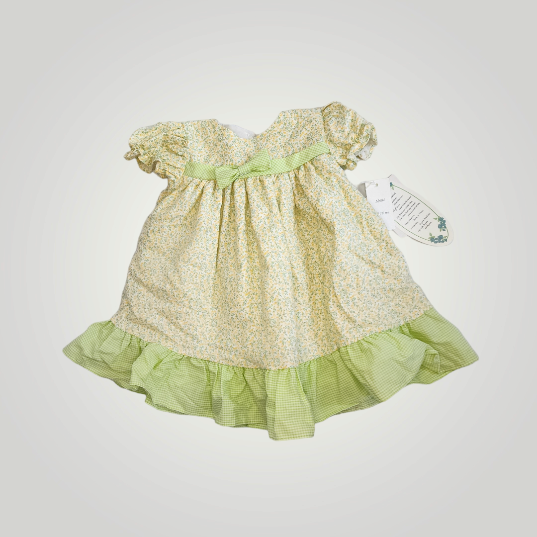 Swea Pea & Lilli Green Floral Ruffle Dress, Size 12-18 Months