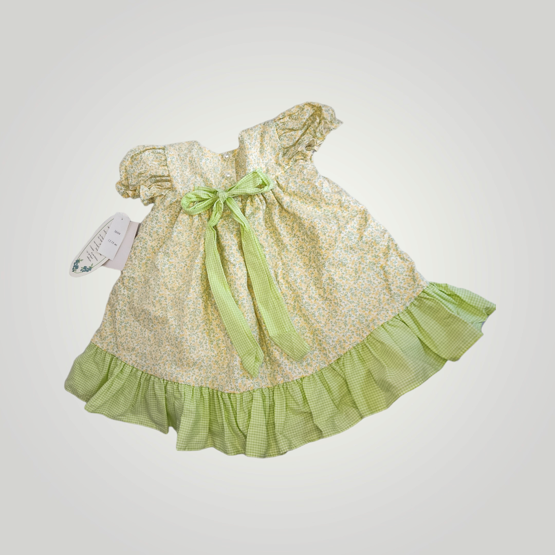 Swea Pea & Lilli Green Floral Ruffle Dress, Size 12-18 Months