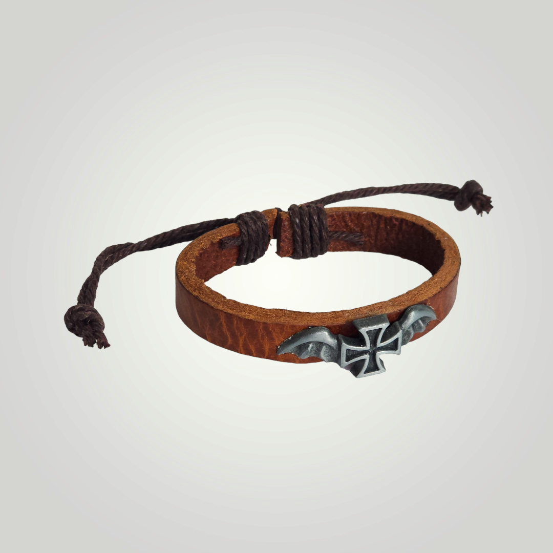 Sammie Jo Brown Leather Cross Bracelet