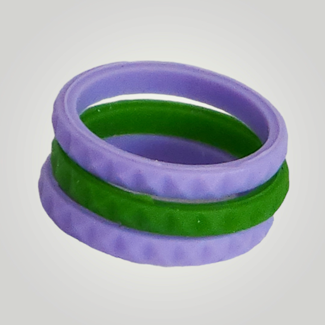 25Twelve Women's Purple and Green Silicone Rings, Size 5